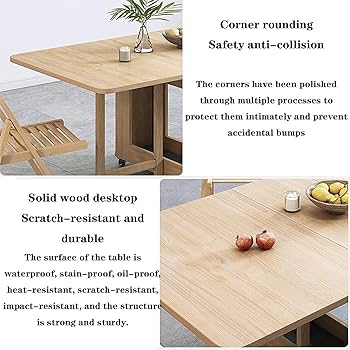 Folding Dining Table,Solid Wood Extendable Dining Table